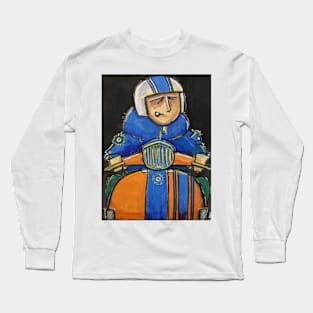 Retro Scooter, Classic Scooter, Scooterist, Scootering, Scooter Rider, Mod Art Long Sleeve T-Shirt